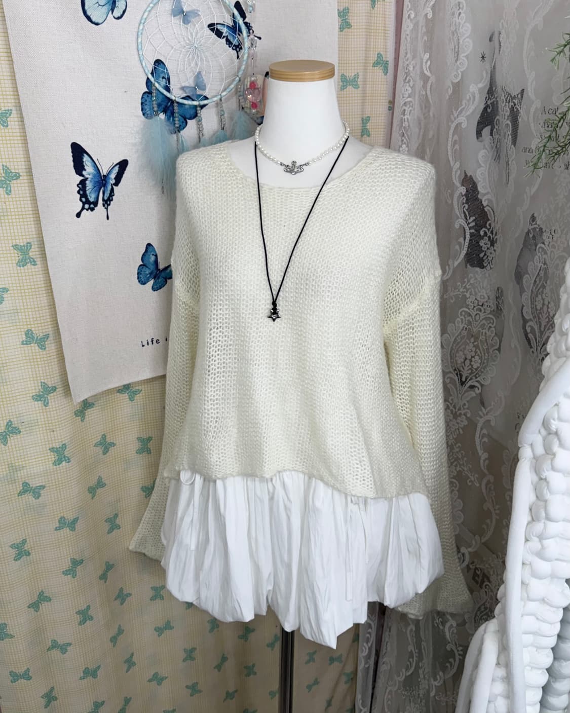 아이보리 시스루 니트 상품이미지4