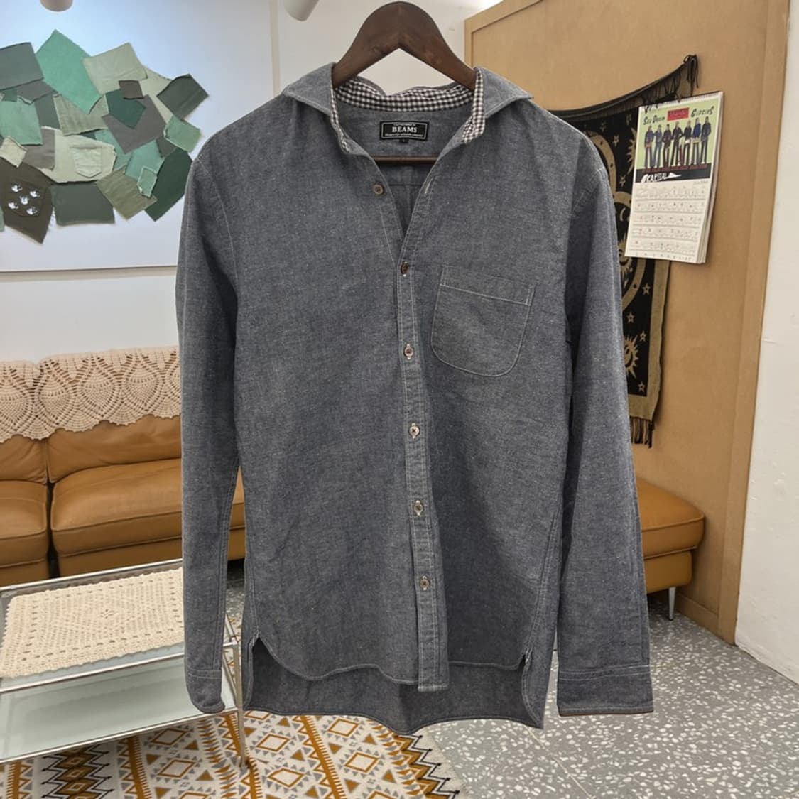 빔즈 빈티지 컨트리 캐주얼 키치 자카드 셔츠 L C10912 상품이미지3