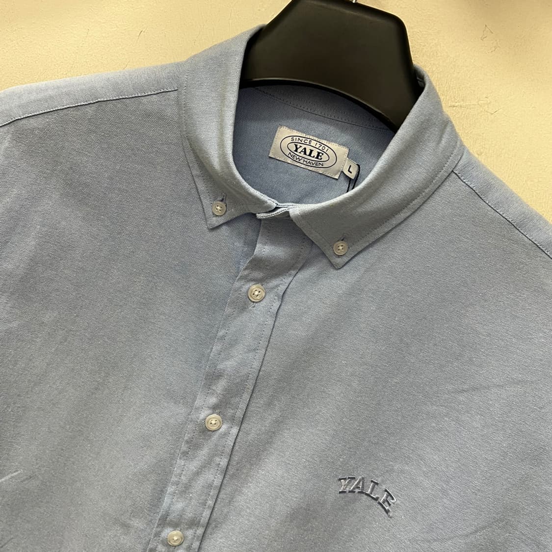 YALE 예일 오버핏 스카이블루 옥스포드 반팔 셔츠 L 상품이미지3