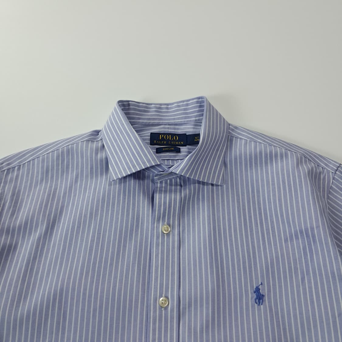 CK283 L 폴로 이지케어 레귤러칼라 스트라이프 라이트블루 셔츠 남방 상품이미지2