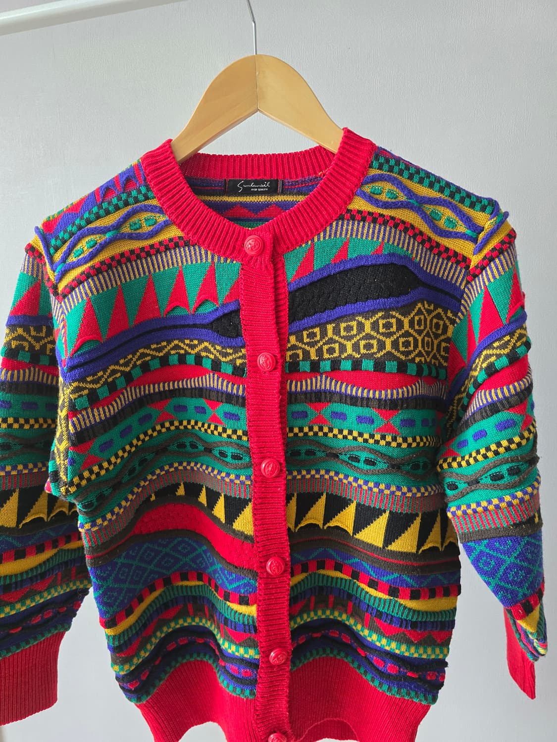 재팬 빈티지 쿠지 스타일 3D 패턴 니트 가디건 상품이미지4