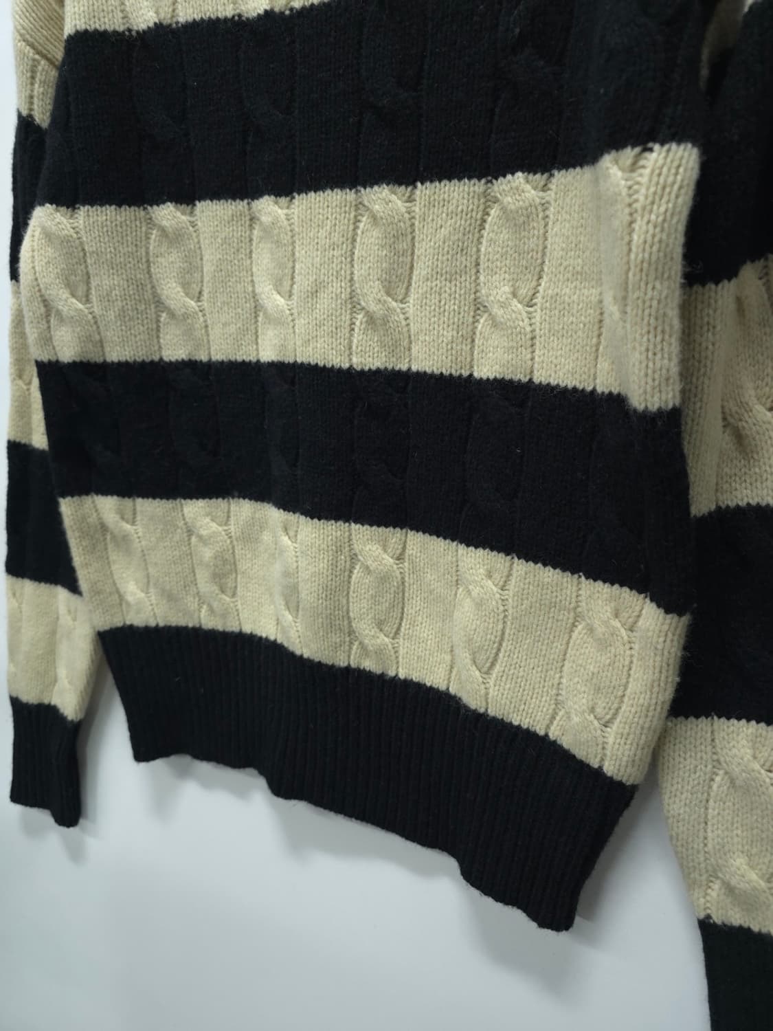 ​[희귀] 폴로 럭비라인 한정판 셰틀랜드 울 100% 꽈배기 단가라 니트 상품이미지4