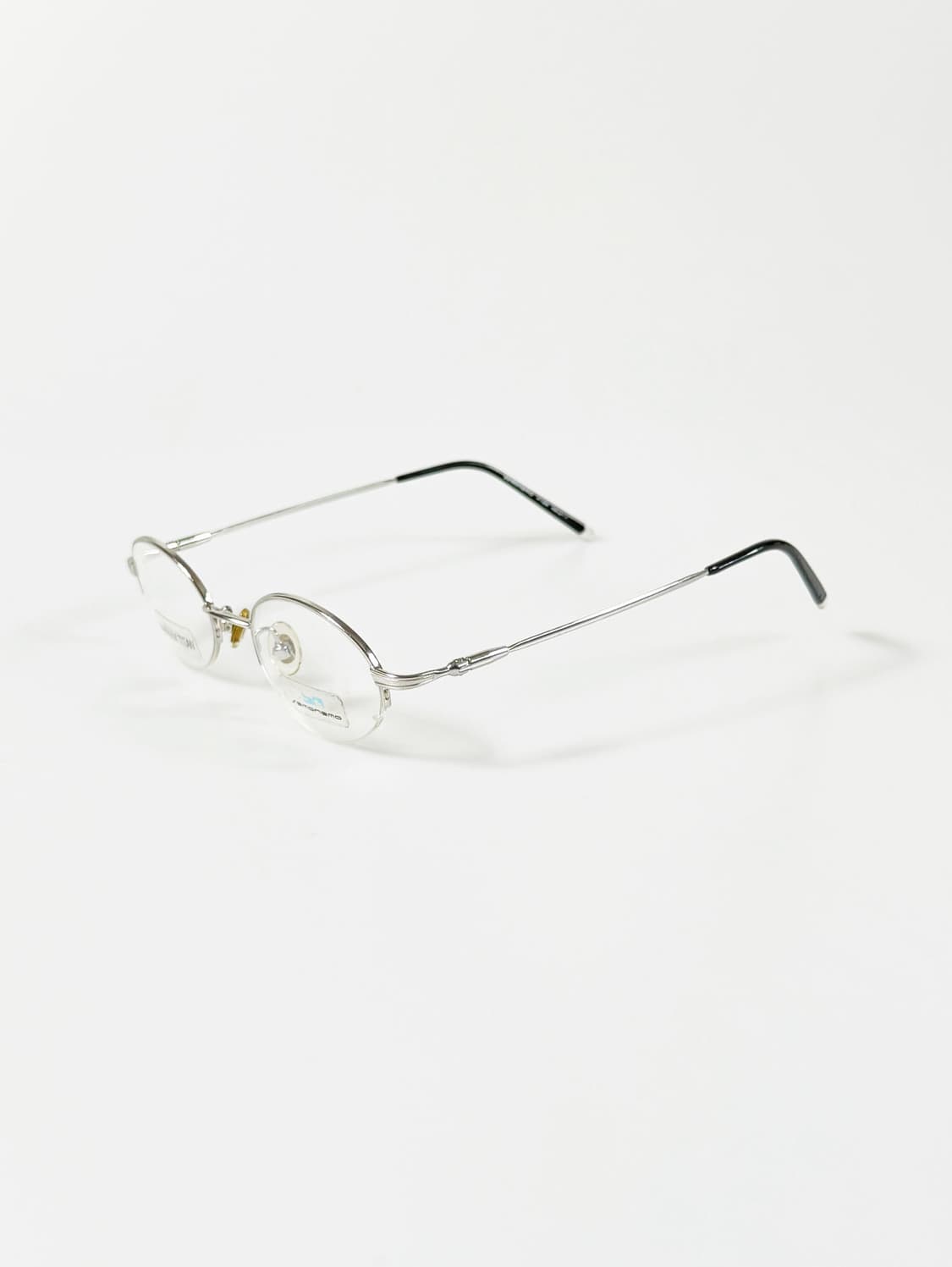 SEMONEMO 실버 메탈 티타늄 오벌 반무테 빈티지 안경 상품이미지3