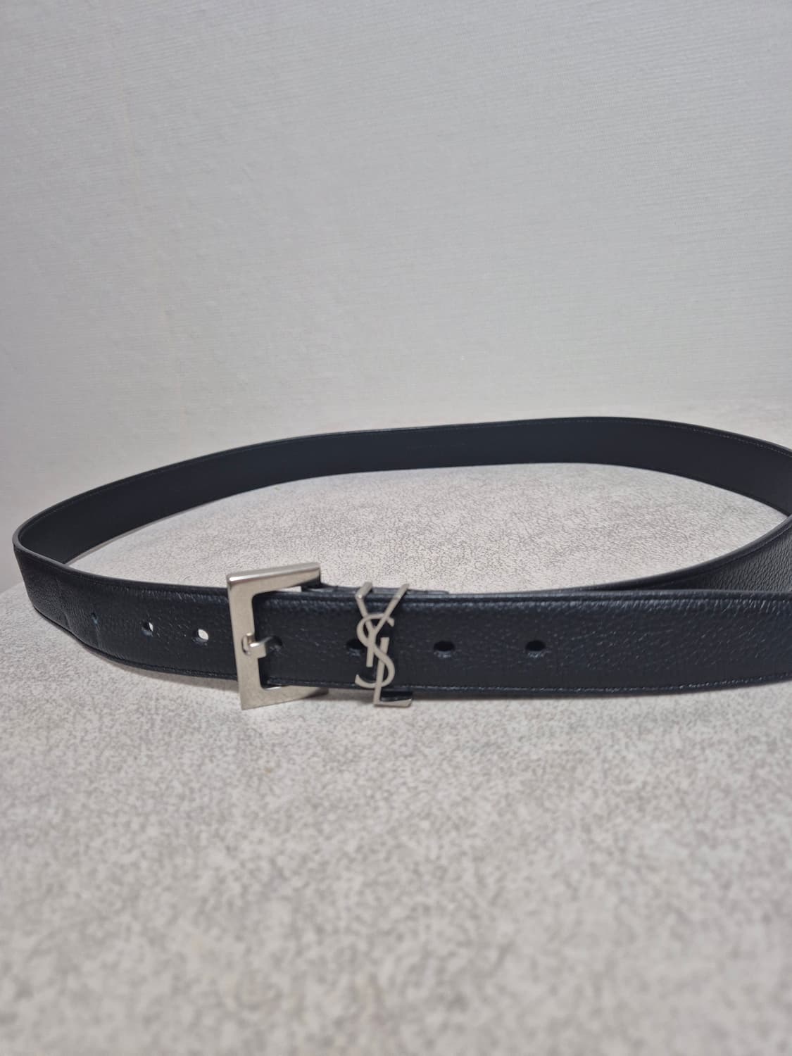생로랑 레더 실버 모노그램 벨트 블랙 상품이미지2