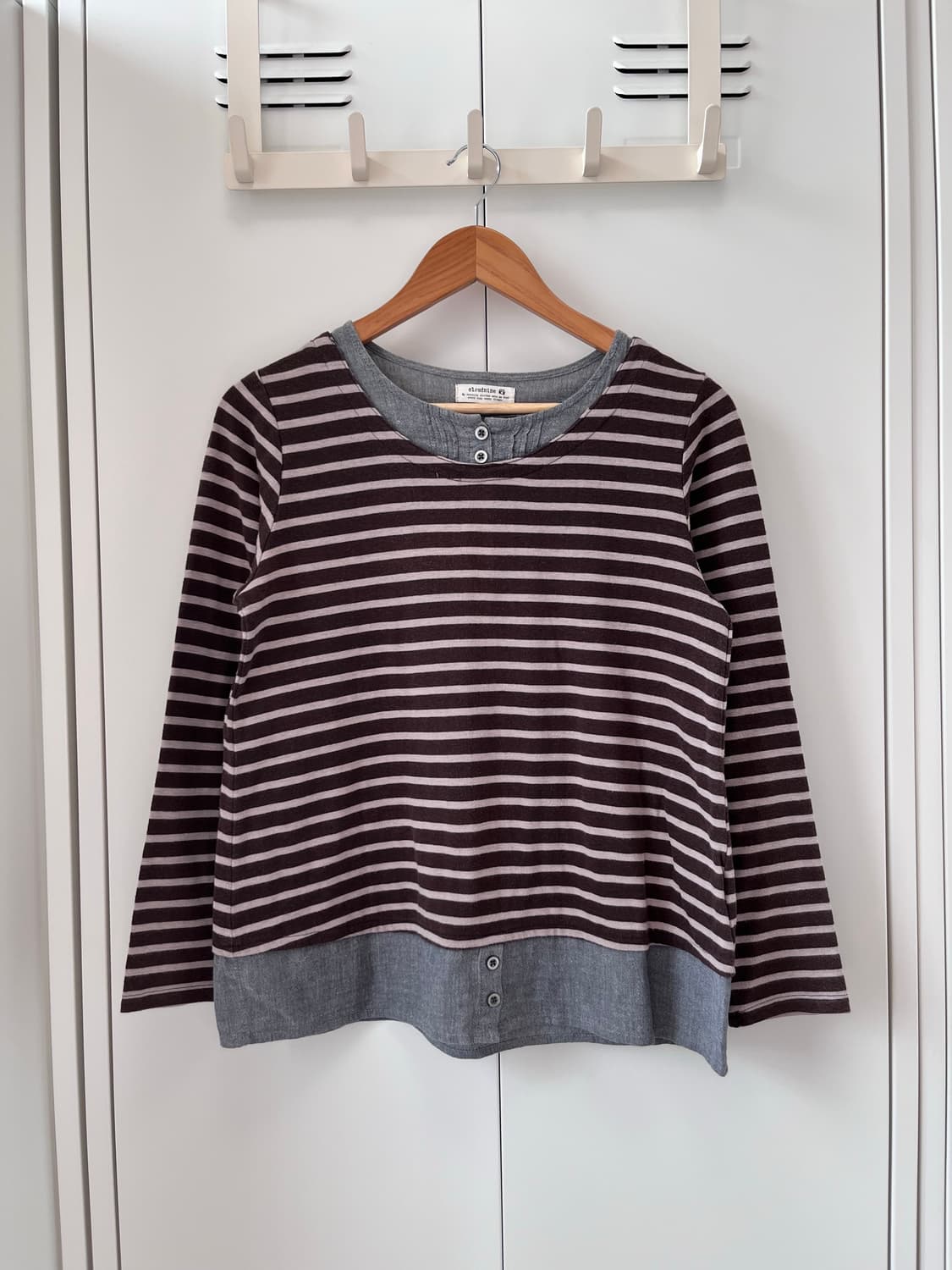 Cloundnine 줄무늬 셔츠 레이어드 티셔츠 상품이미지2