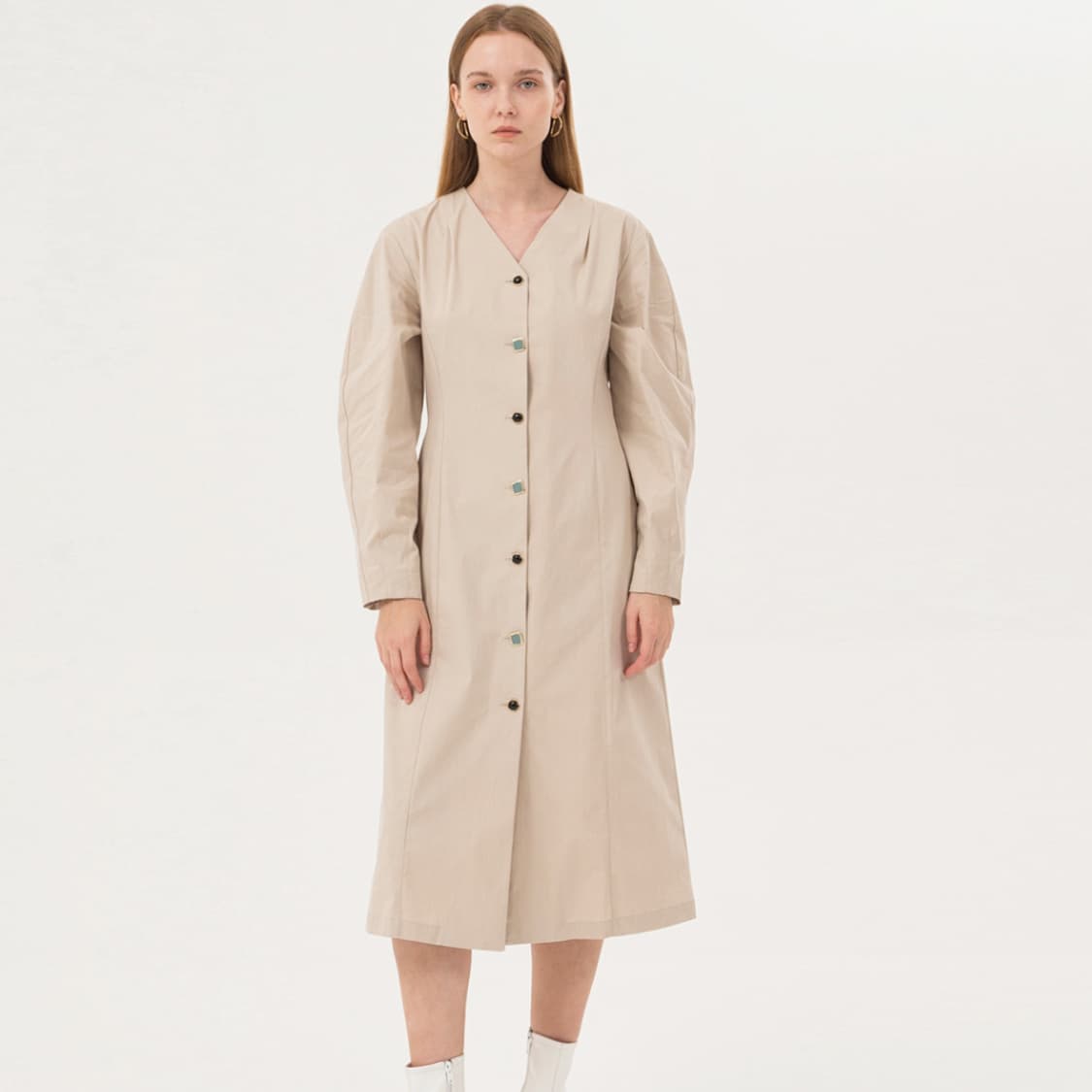 논로컬(NON LOCAL) 핀턱 노카라원피스 55 새상품 상품이미지1