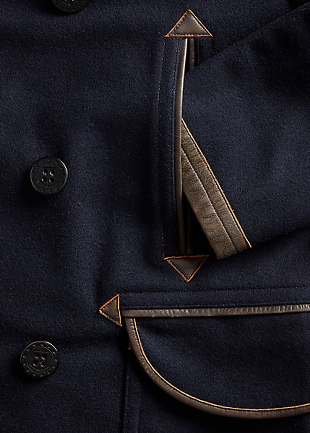 폴로 더블알엘 RRL 레더 가죽 트림 피코트 자켓 Leather-Trim 상품이미지5