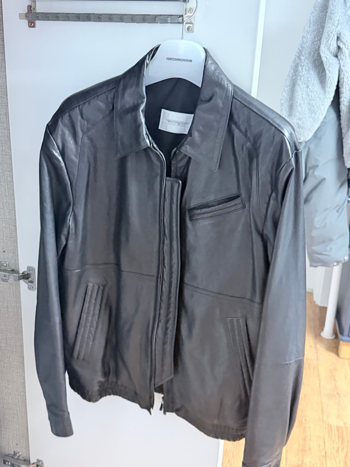 해칭룸 스티치 볼륨 레더 자켓 램스킨 블랙 3사이즈 상품이미지6