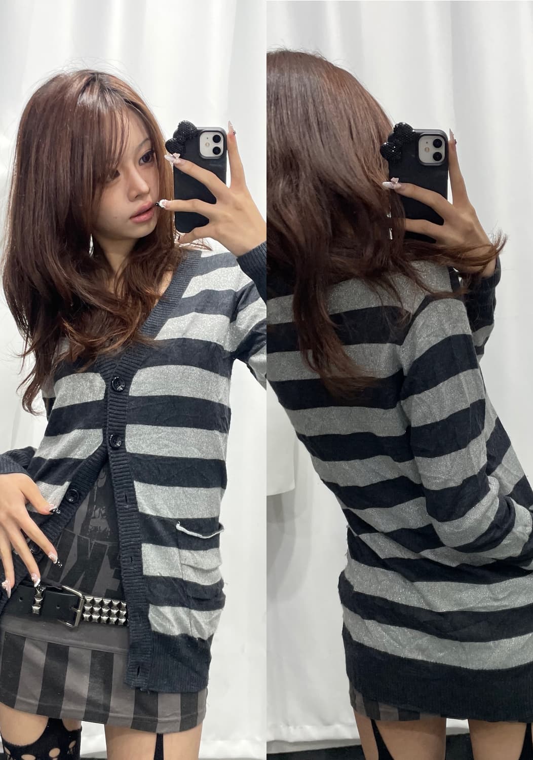 🎸블랙&그레이 스트라이프 가디건🎸 상품이미지1