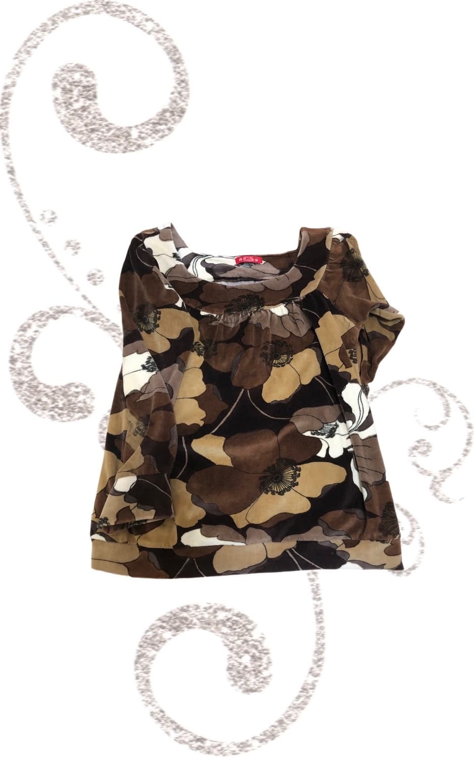 Brown Flower 3/4sleeve 상품이미지1