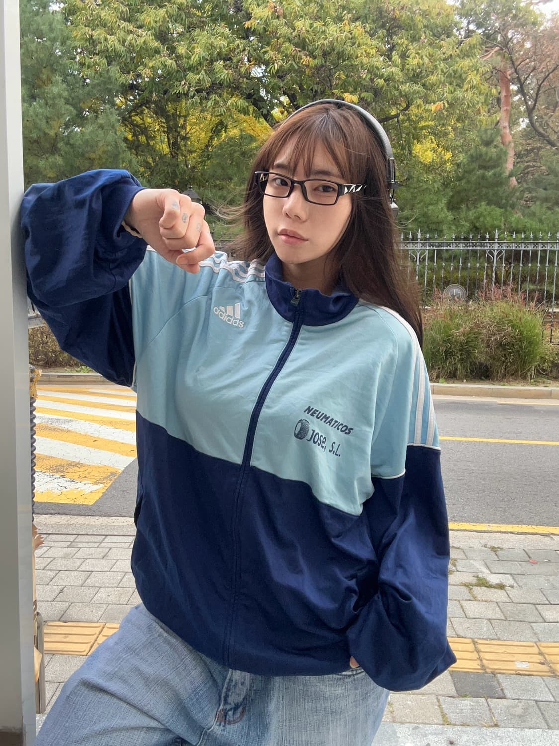 90s ADIDAS 올드스쿨 민트블루 져지 트랙탑 상품이미지2