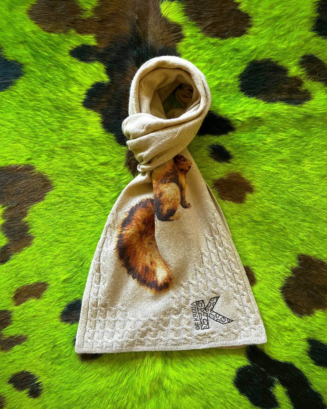 1990s Krizia Squirrel Print Wool Muffler 상품이미지8