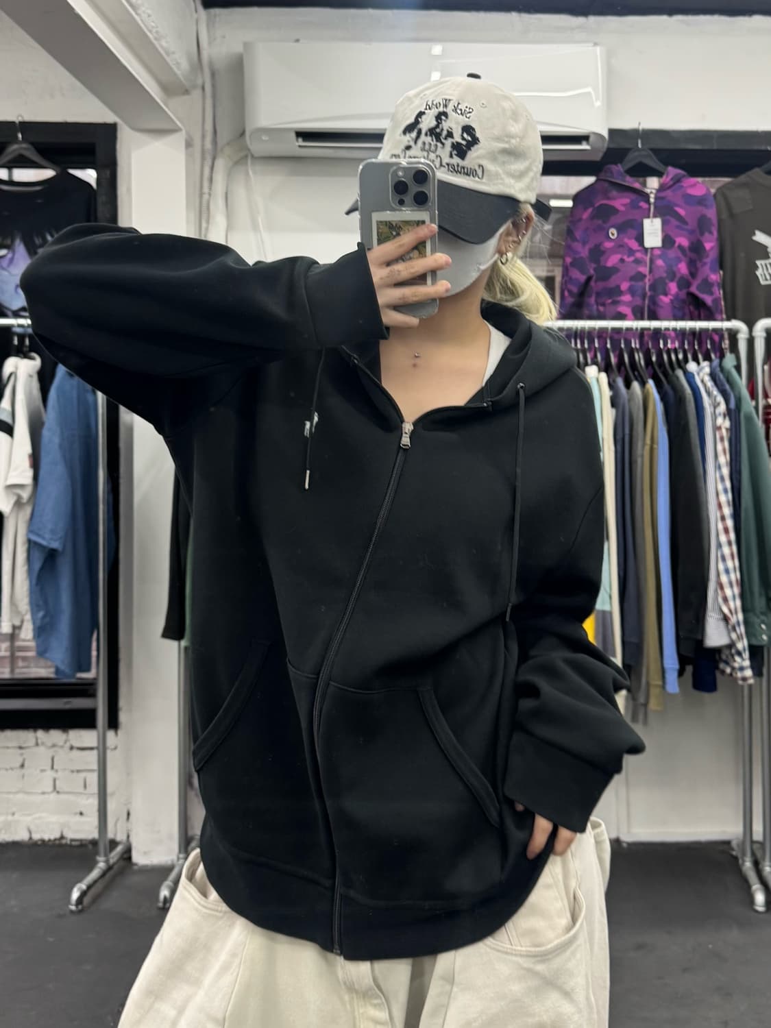 폴로 랄프로렌 더블니트 후드집업 블랙 상품이미지4