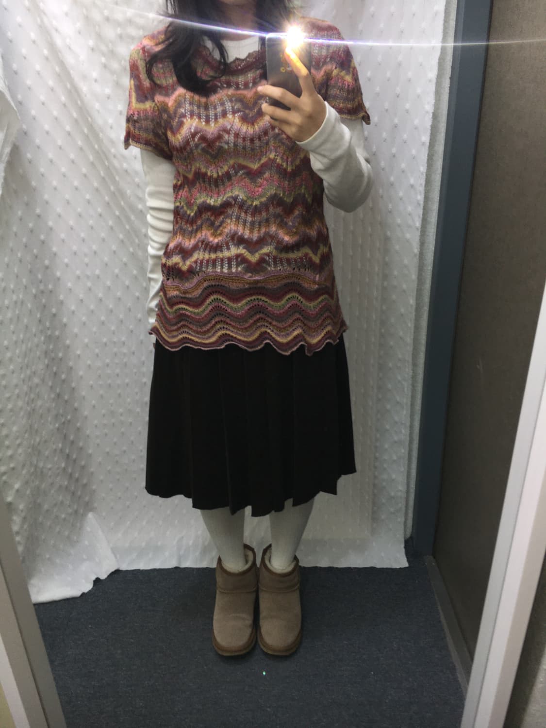 다채색 반소매 니트 탑 상품이미지2