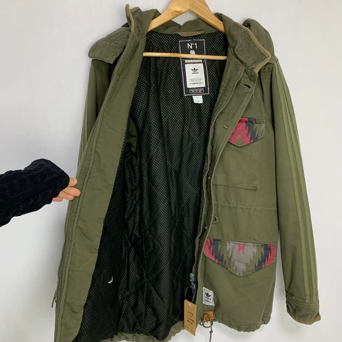 아디다스X네이버후드 밀리터리 삼선 빈티지 후드 야상자켓 00s 105 상품이미지5