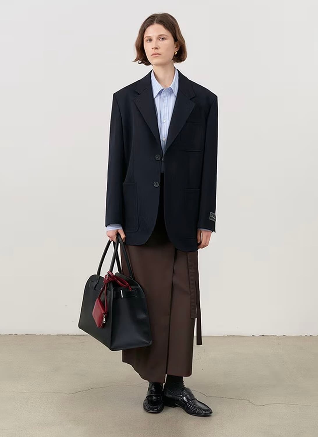 던스트 브라운 벨티드 랩스커트 맥시 M 상품이미지1