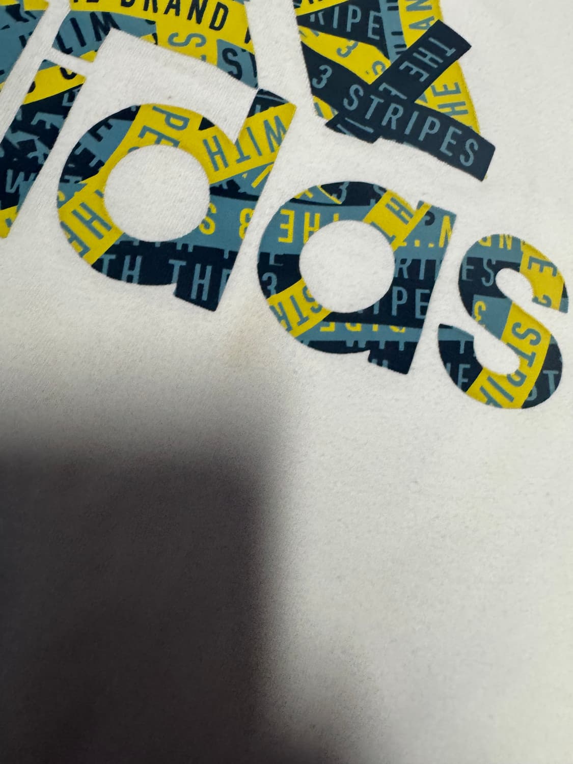 여성 아디다스 테이프 프린팅 빅 로고 반팔 티셔츠 S M 화이트 상품이미지6