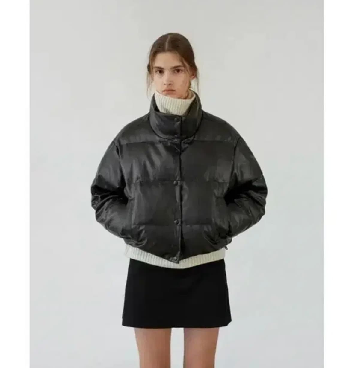 오로 워싱레더 덕다운 숏패딩 S 상품이미지5