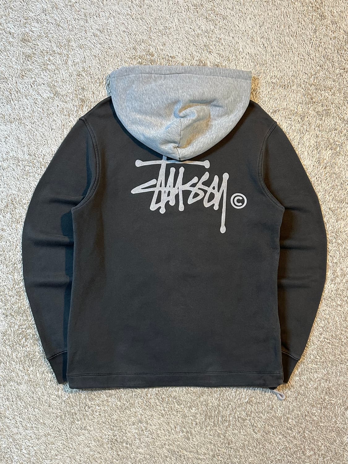 스투시 STUSSY 빅로고 투톤 배색 후드티 차콜 상품이미지3
