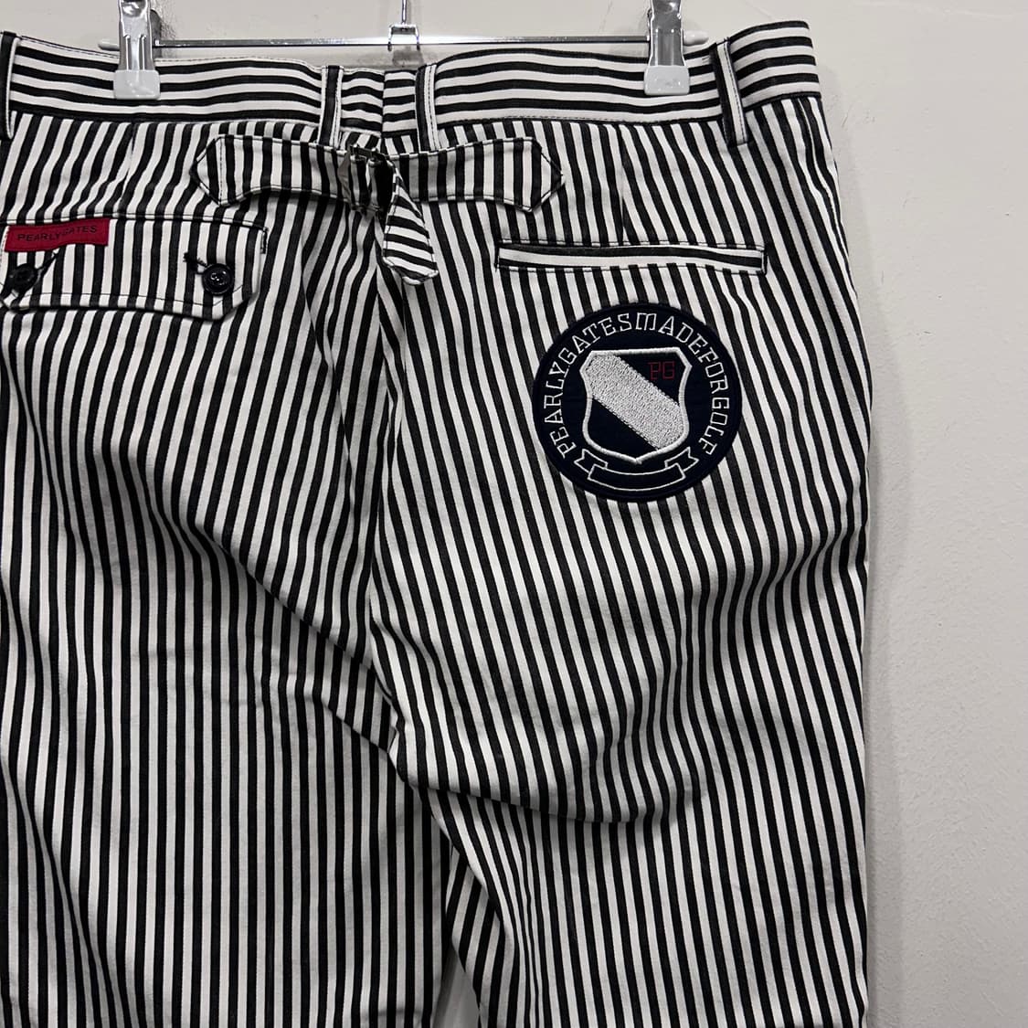파리게이츠 흑백 스트라이프 코튼 바이커팬츠 상품이미지1