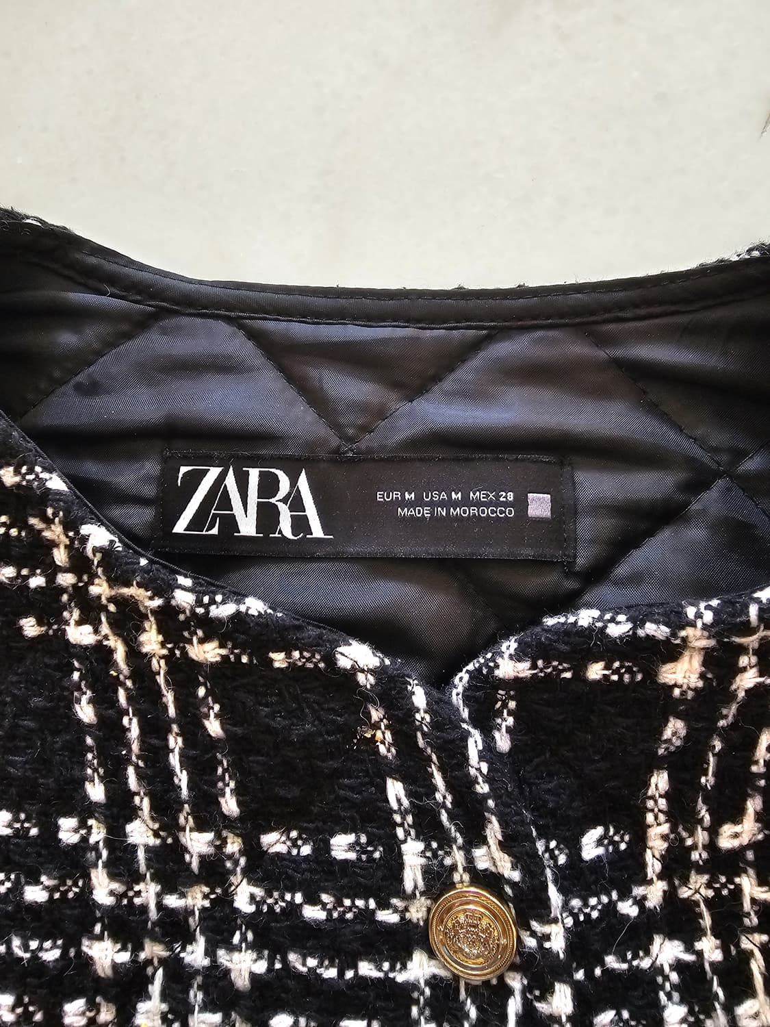 [ZARA] 자라 금장 체크 트위드 누빔 자켓 (M사이즈)
 상품이미지3