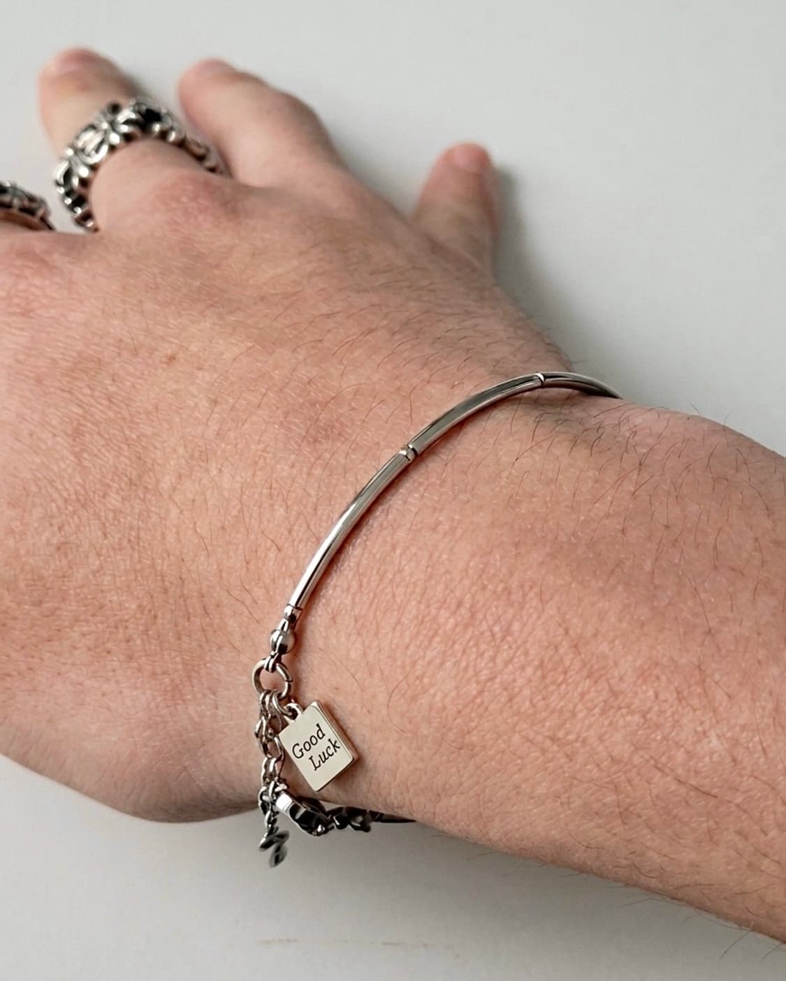 (핸드메이드) 행운 펜던트 써지컬스틸 레이어드 팔찌 상품이미지1