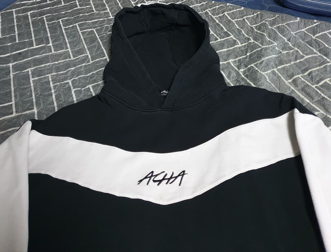 ACHA 스탠다드로고 배색 후드티 블랙 (L) 상품이미지2