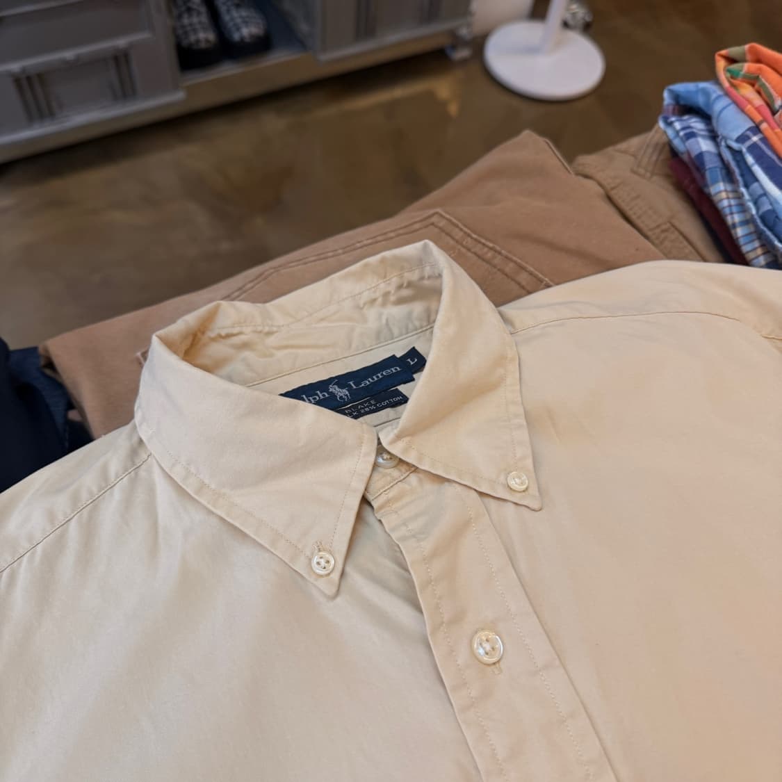 폴로 랄프로렌 실크 혼방 블레이크 핏 다운버튼 반팔셔츠 L XL 상품이미지3