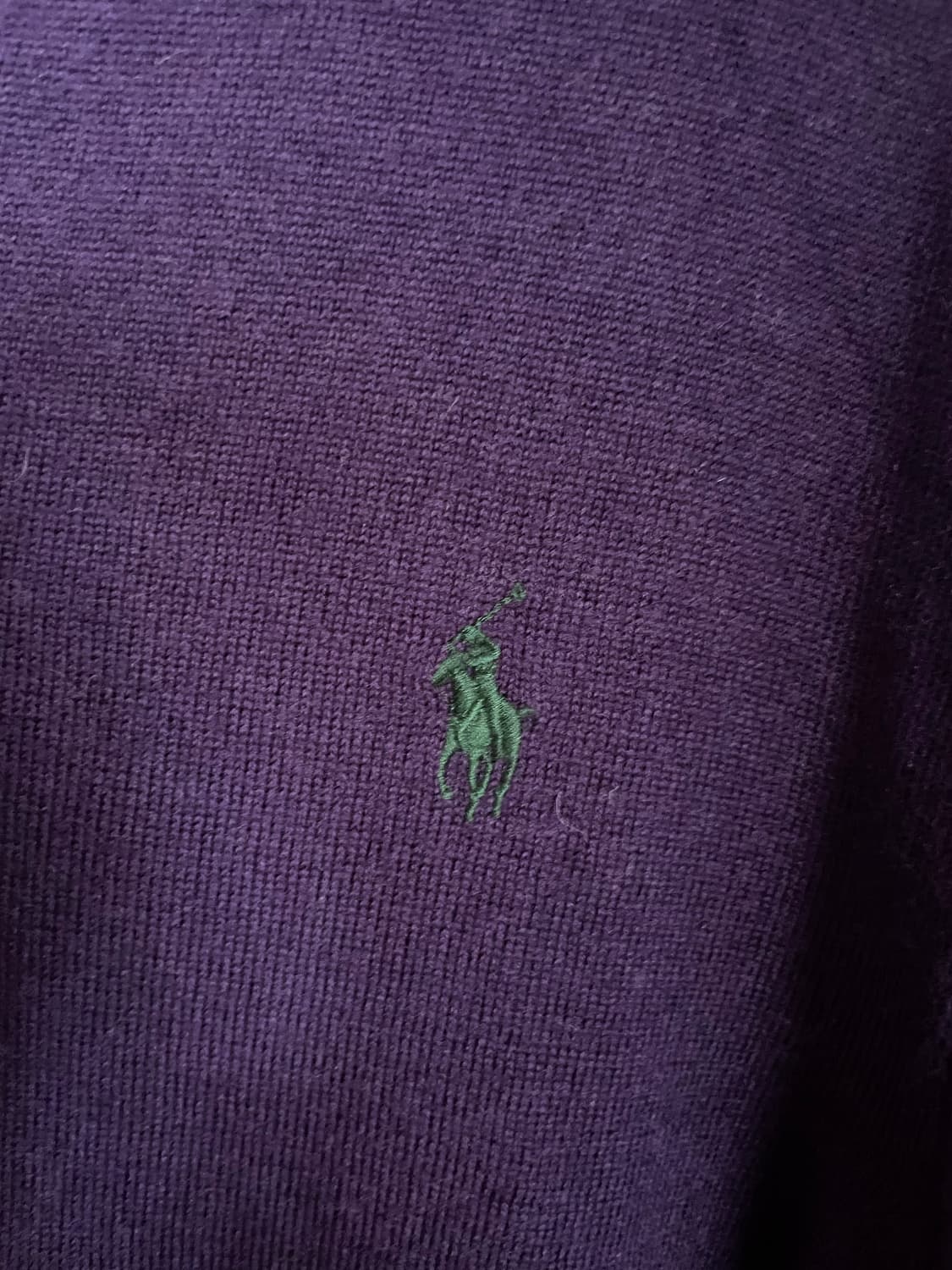 Polo Ralph Lauren 퍼플 그린포니 메리노울100 브이넥 니트 상품이미지1