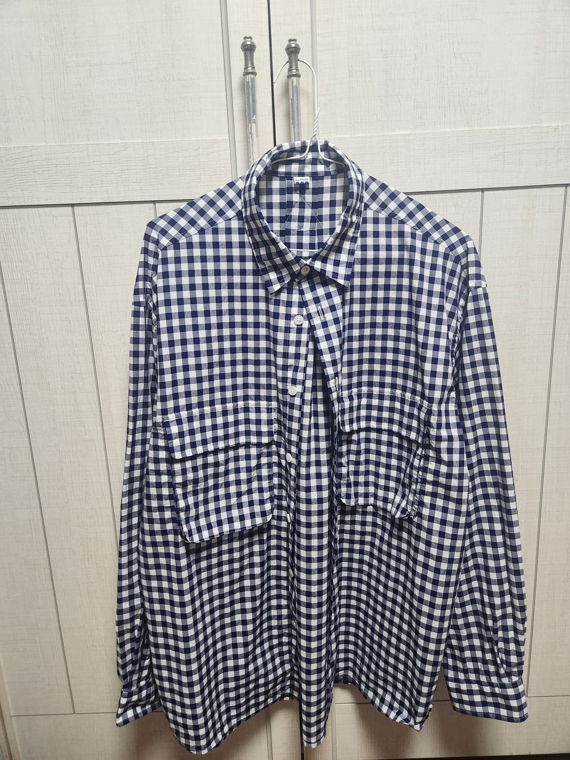 소프터 깅엄체크셔츠 네이비 M사이즈 상품이미지1