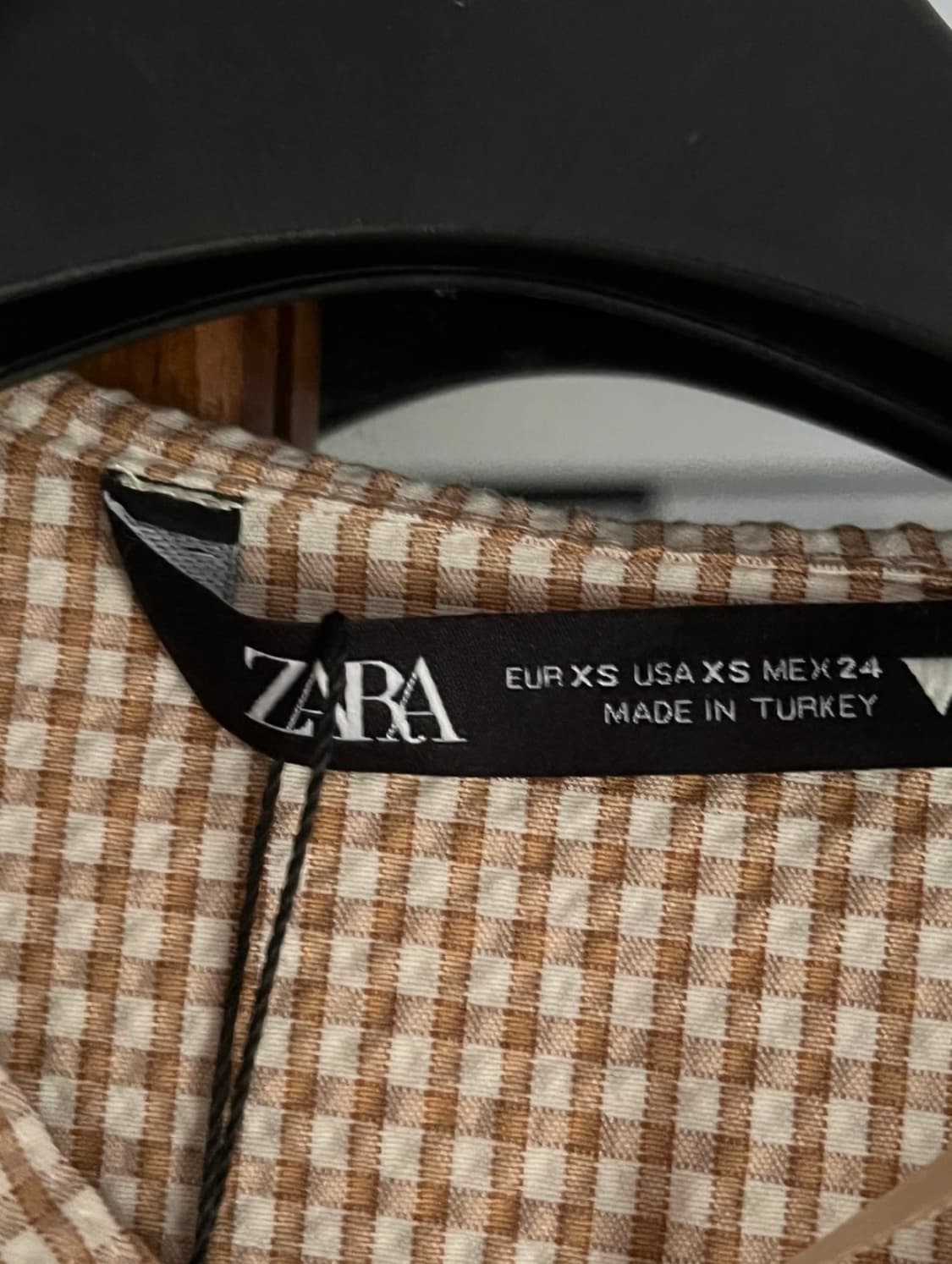 Zara texture check top 자라 깅엄체크 가니블라우스 상품이미지7