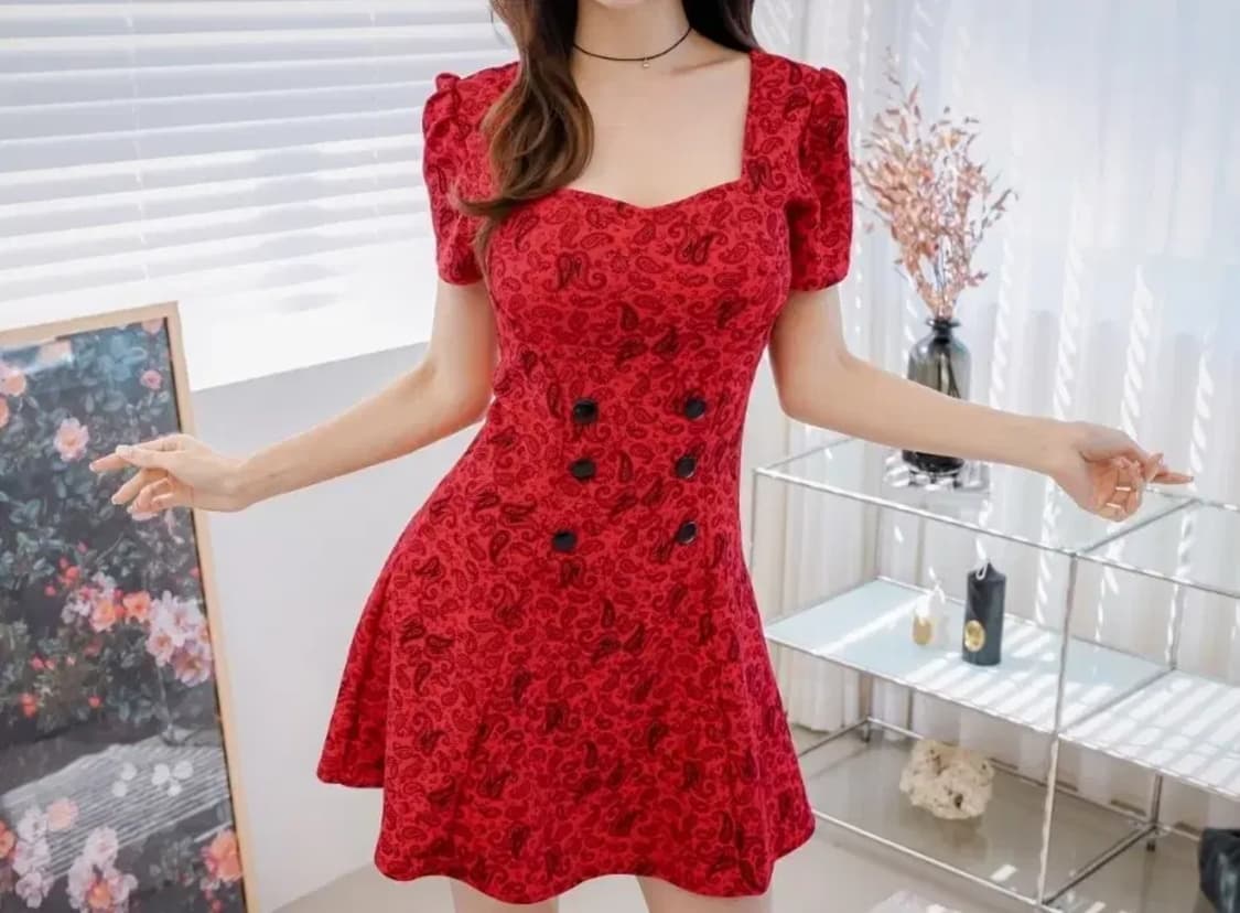 채핏 레드 미니원피스 상품이미지2