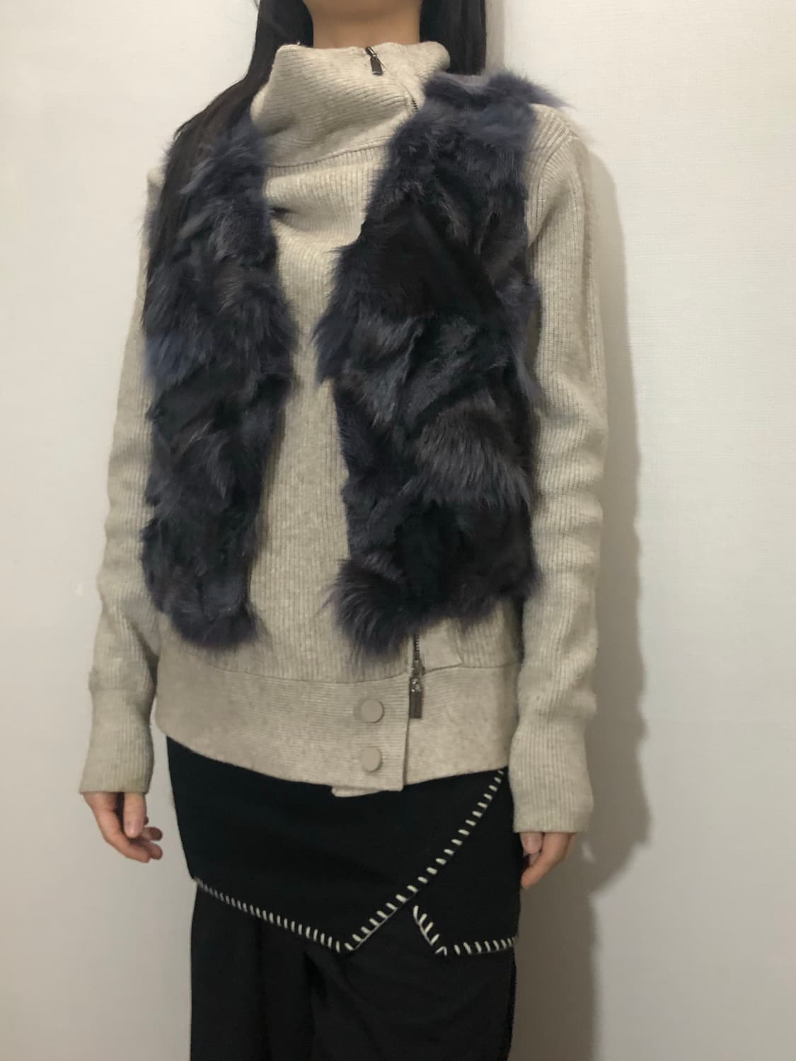 빈티지 퍼플 래빗 퍼 베스트 상품이미지4