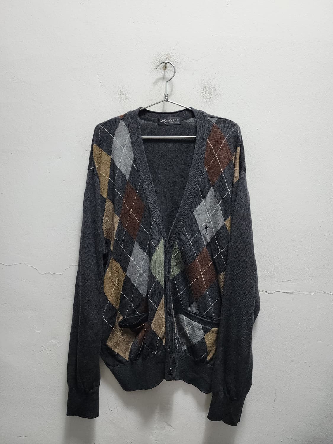 입생로랑 YSL 아가일패턴 wool 가디건 상품이미지1