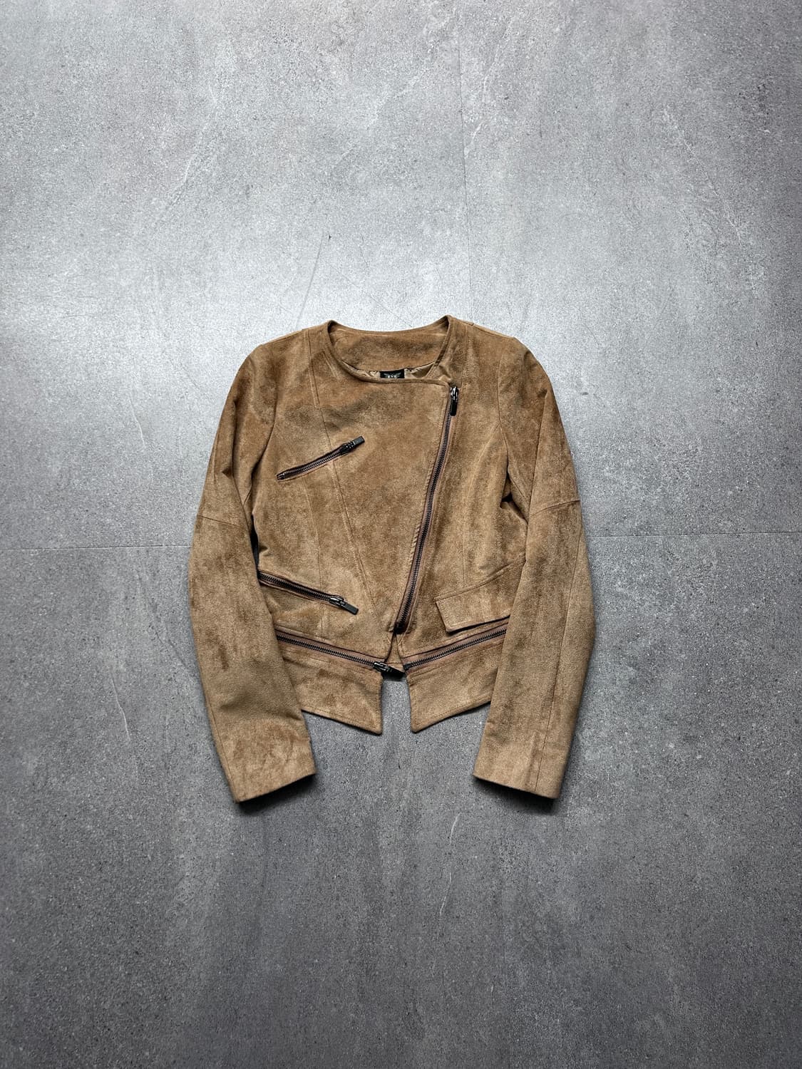 Suede Texture Asymmetric Zip-Up Jacket 상품이미지5