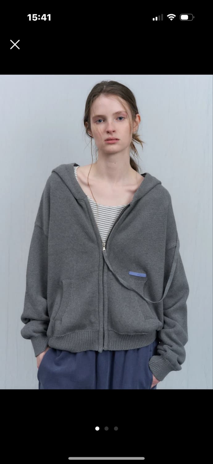 포에토 foeto 26SS 커넥트 니트 후드집업 그레이 상품이미지1