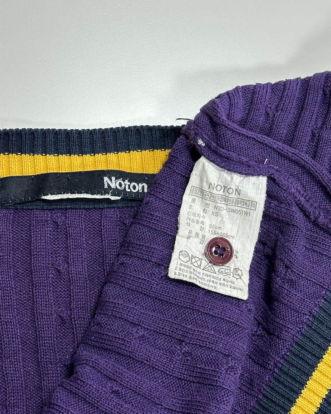 노튼 배색 가디건 퍼플 상품이미지3