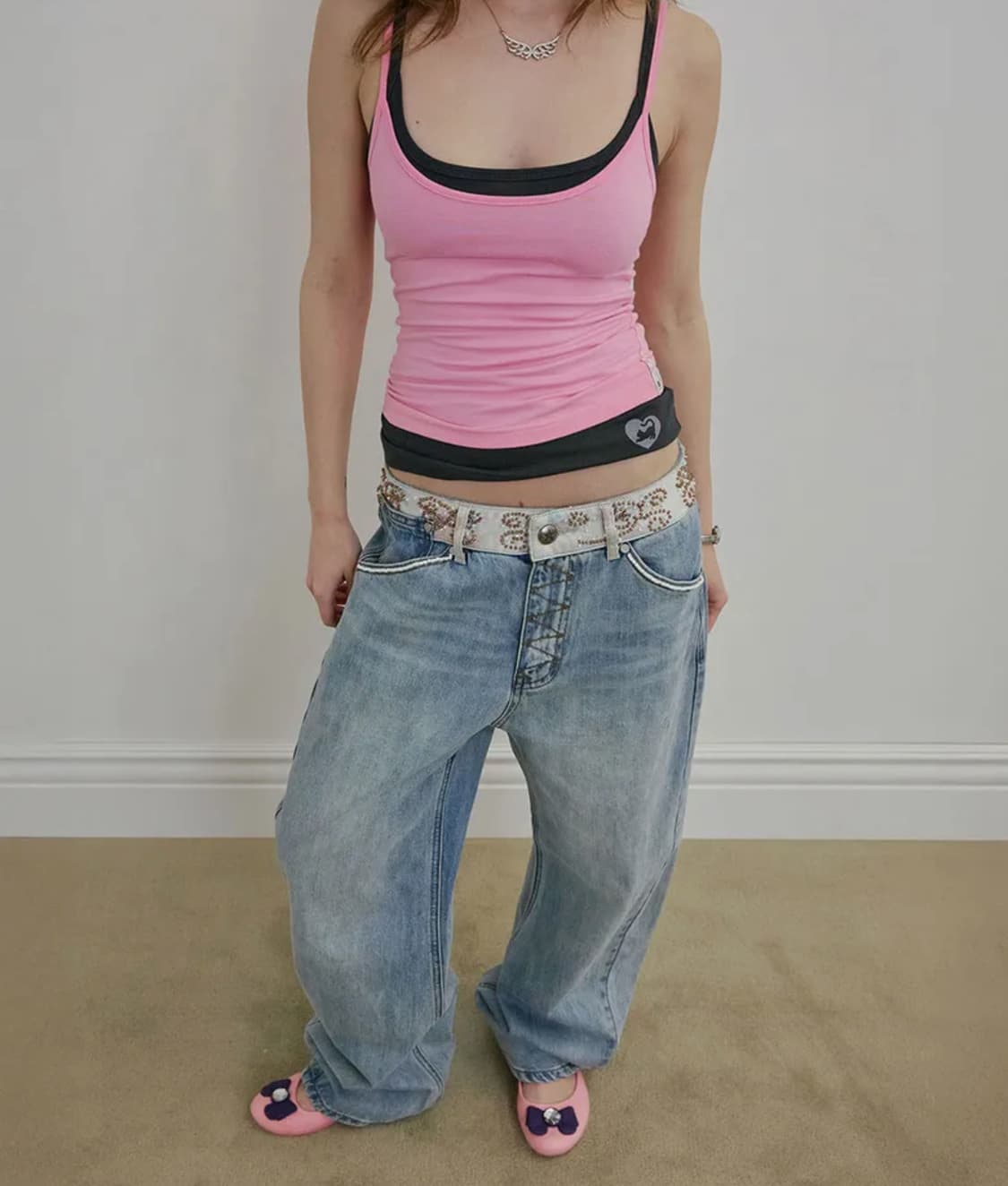 스컬프터 Beaded Waist Denim Pants Mid Blue s 상품이미지1