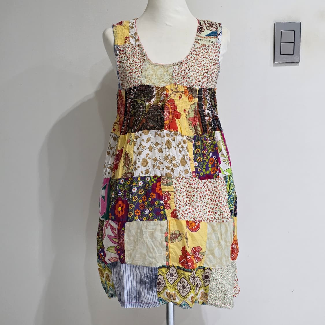 패치워크 모리걸 플라워st 슬리브리스 레이어드 밴딩 원피스 상품이미지2