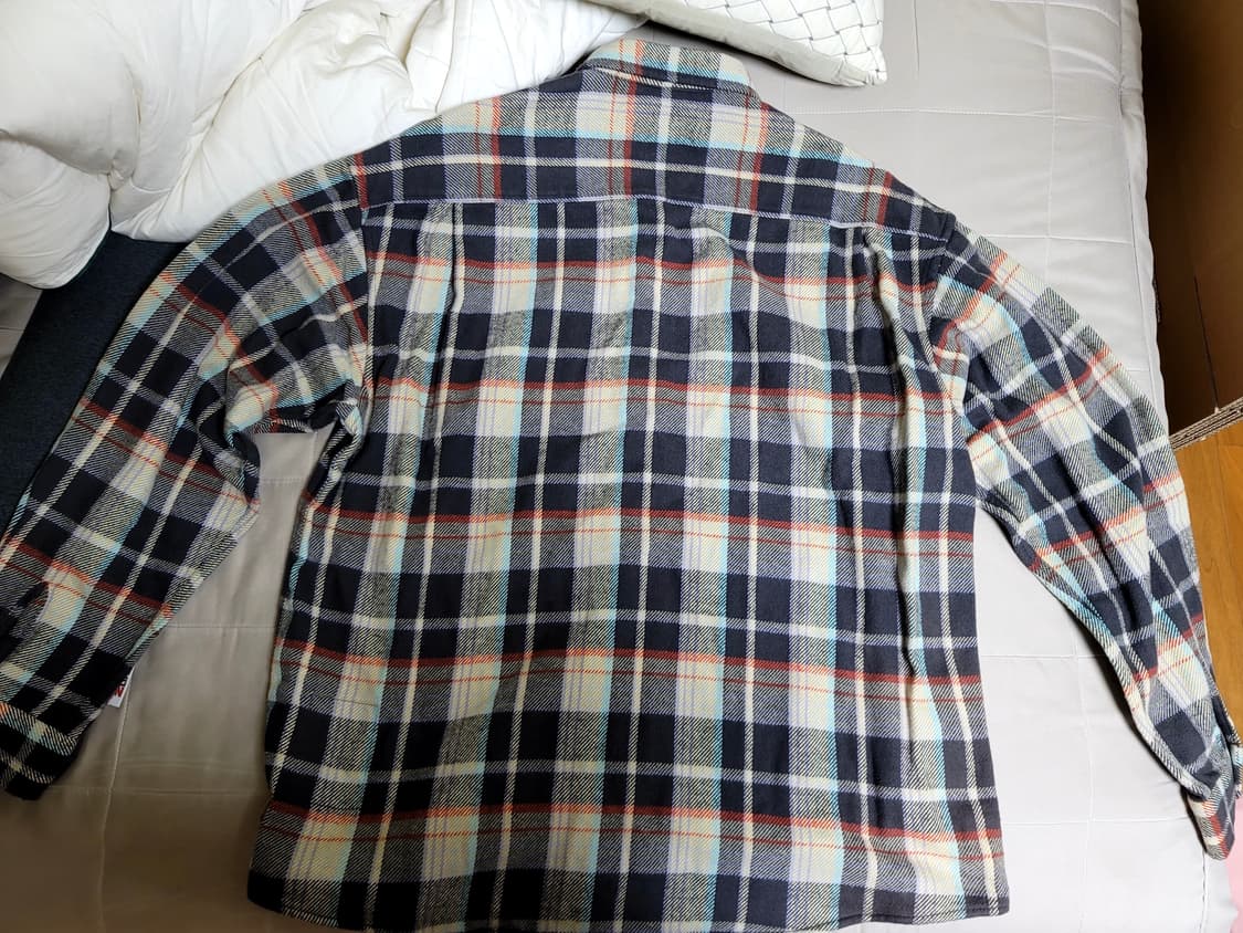 카키스 브러쉬드 플레이드 셔츠 그레이 XL(4) 상품이미지3