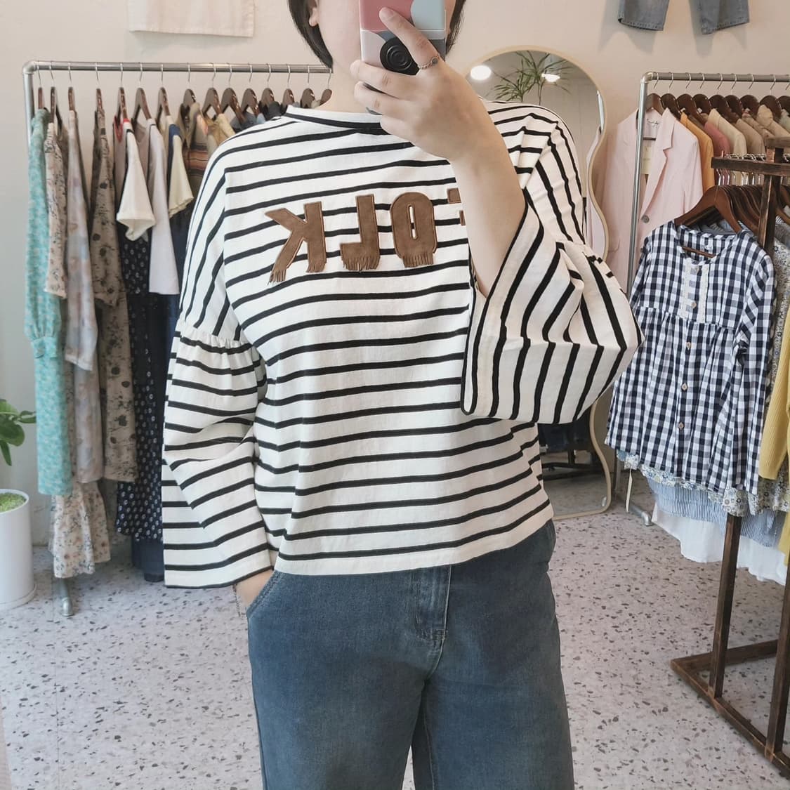 Folk 프릴 8부 소매 티셔츠 상품이미지8