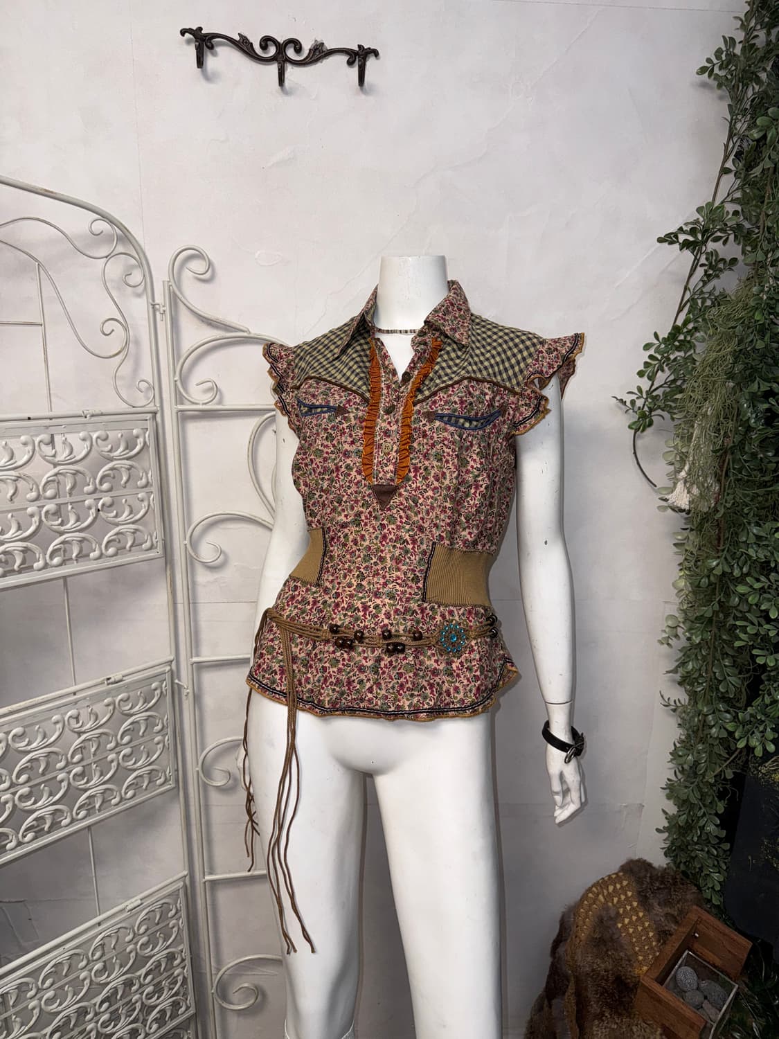 Bohemian floral check western detail bl 상품이미지6