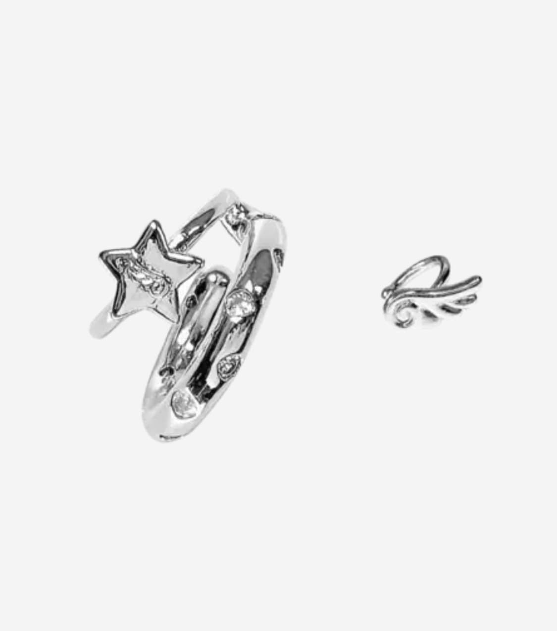 카시코 큐빅 스타 윙 이어커프 세트 실버 엔젤 상품이미지1