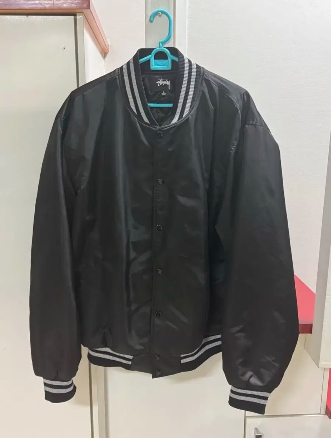 스투시 시퀸 사틴 자켓 블랙 L 상품이미지1