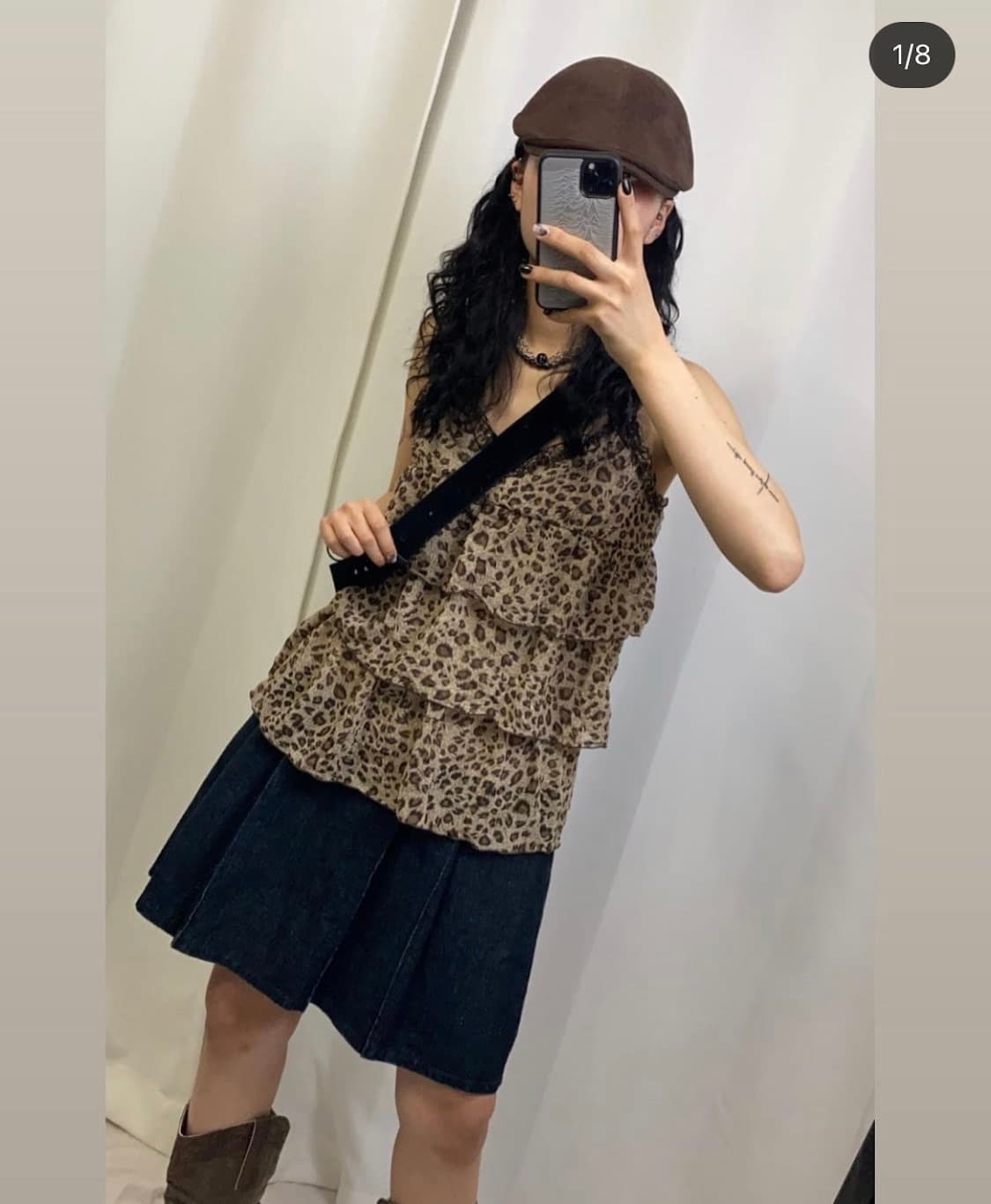레오파드 호피 프릴 슬리브리스  상품이미지1