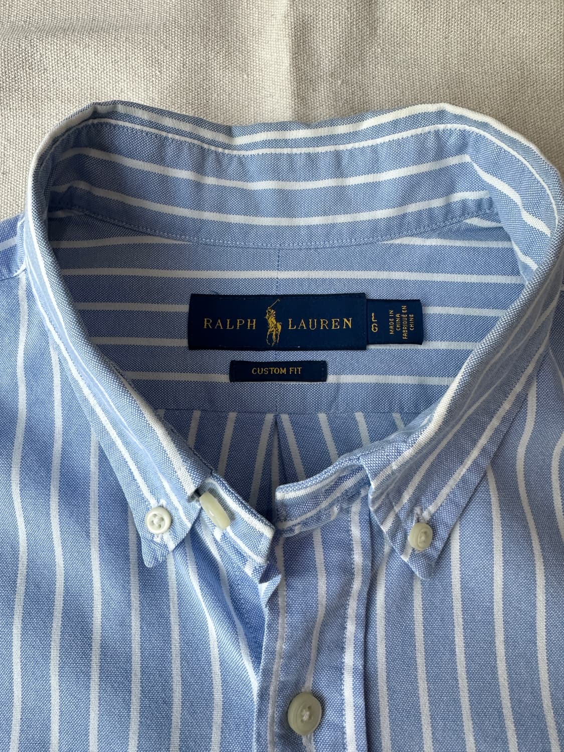 폴로 랄프로렌 옥스포드 스트라이프 셔츠 블루 커스텀핏 L 상품이미지2