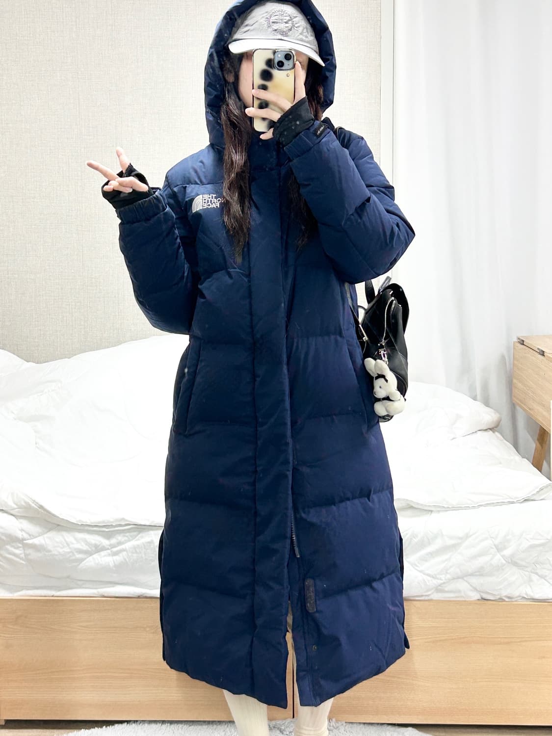 노스페이스 익스플로링 네이비 덕다운 롱패딩 상품이미지2