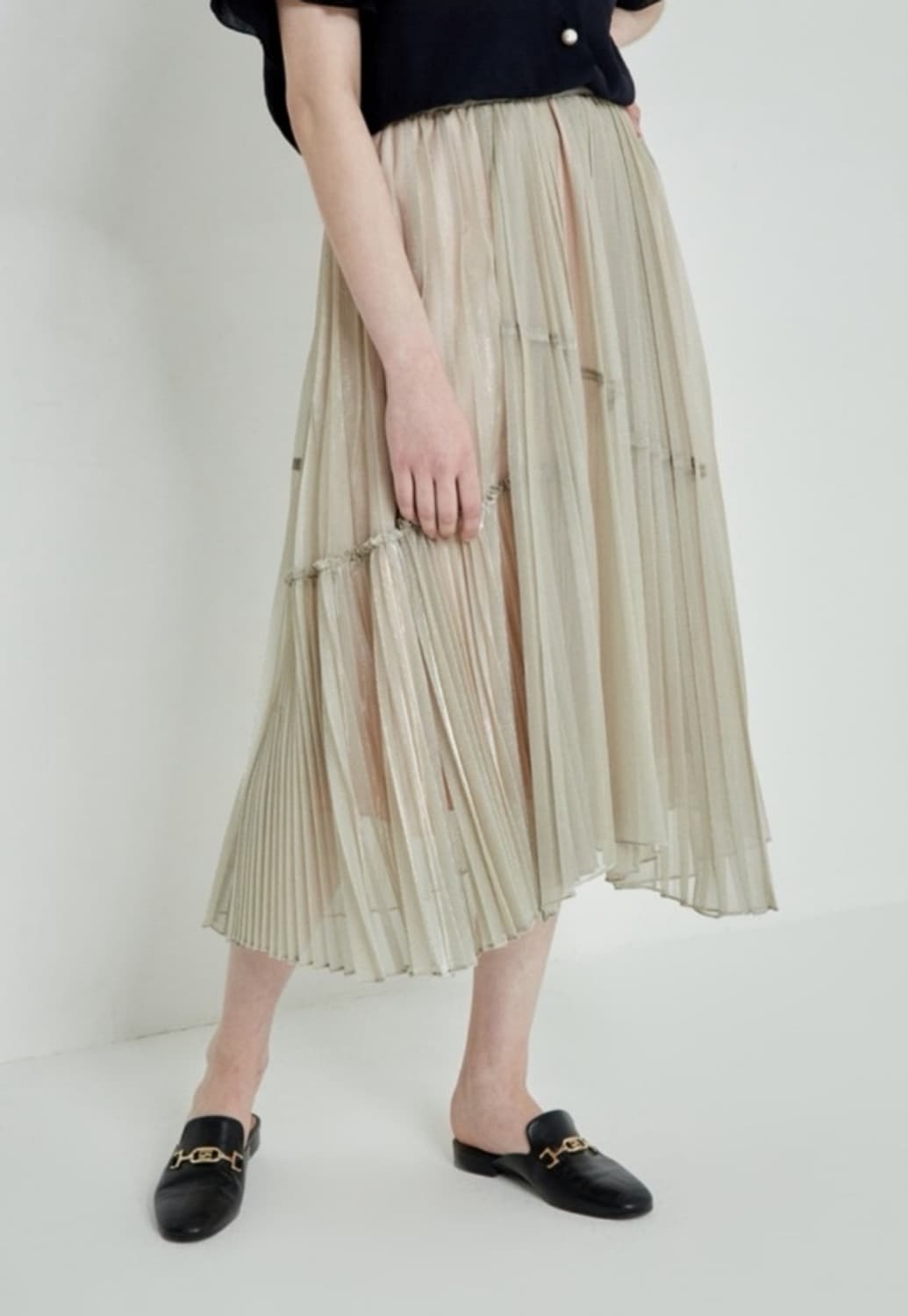 한섬 시스템 2021 언발 플리츠 롱 스커트 61-90사이즈 상품이미지1
