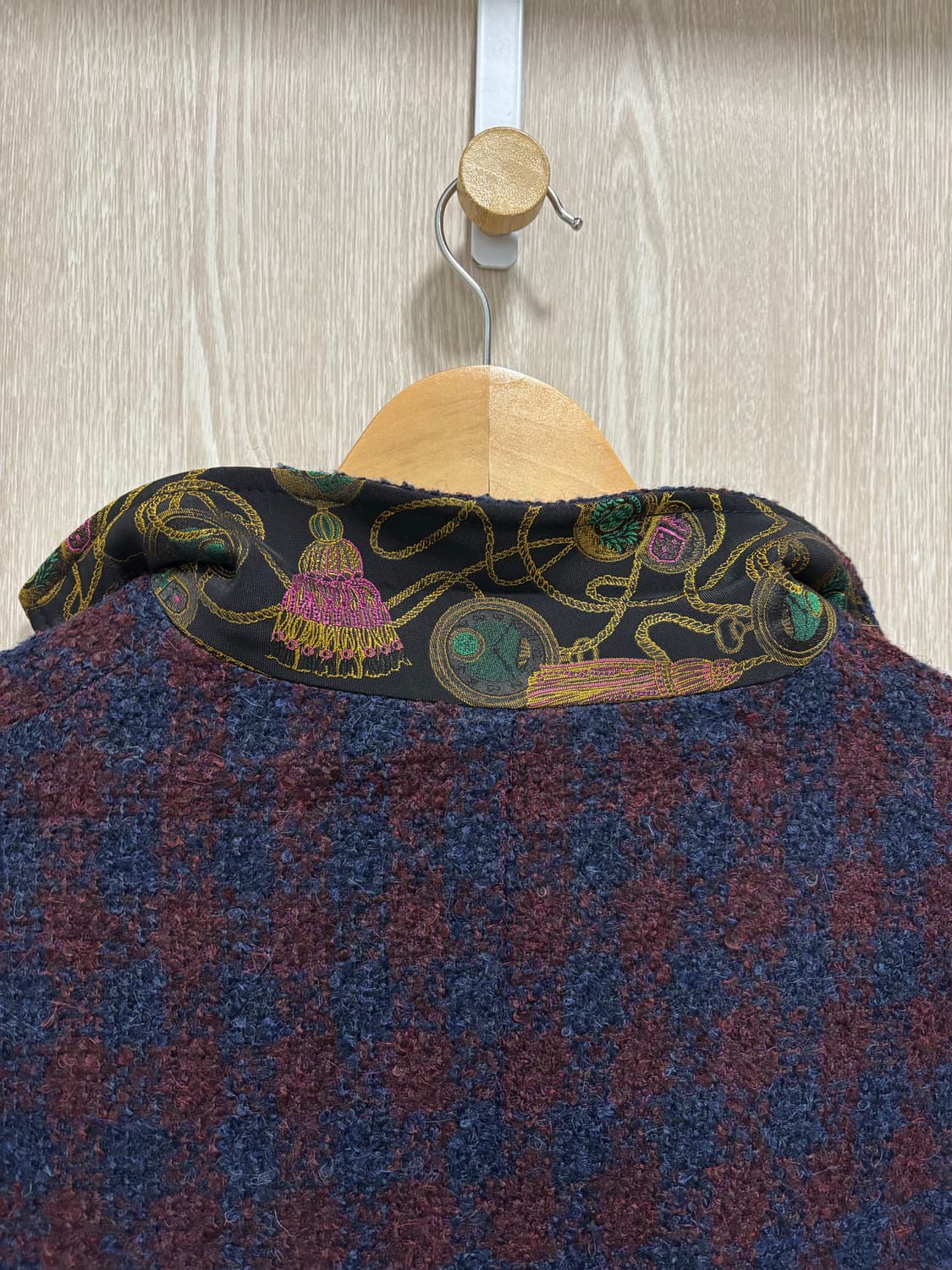 이태리BOB 울 트위드 핸드메이드 블레이저95~100/버건디 상품이미지4