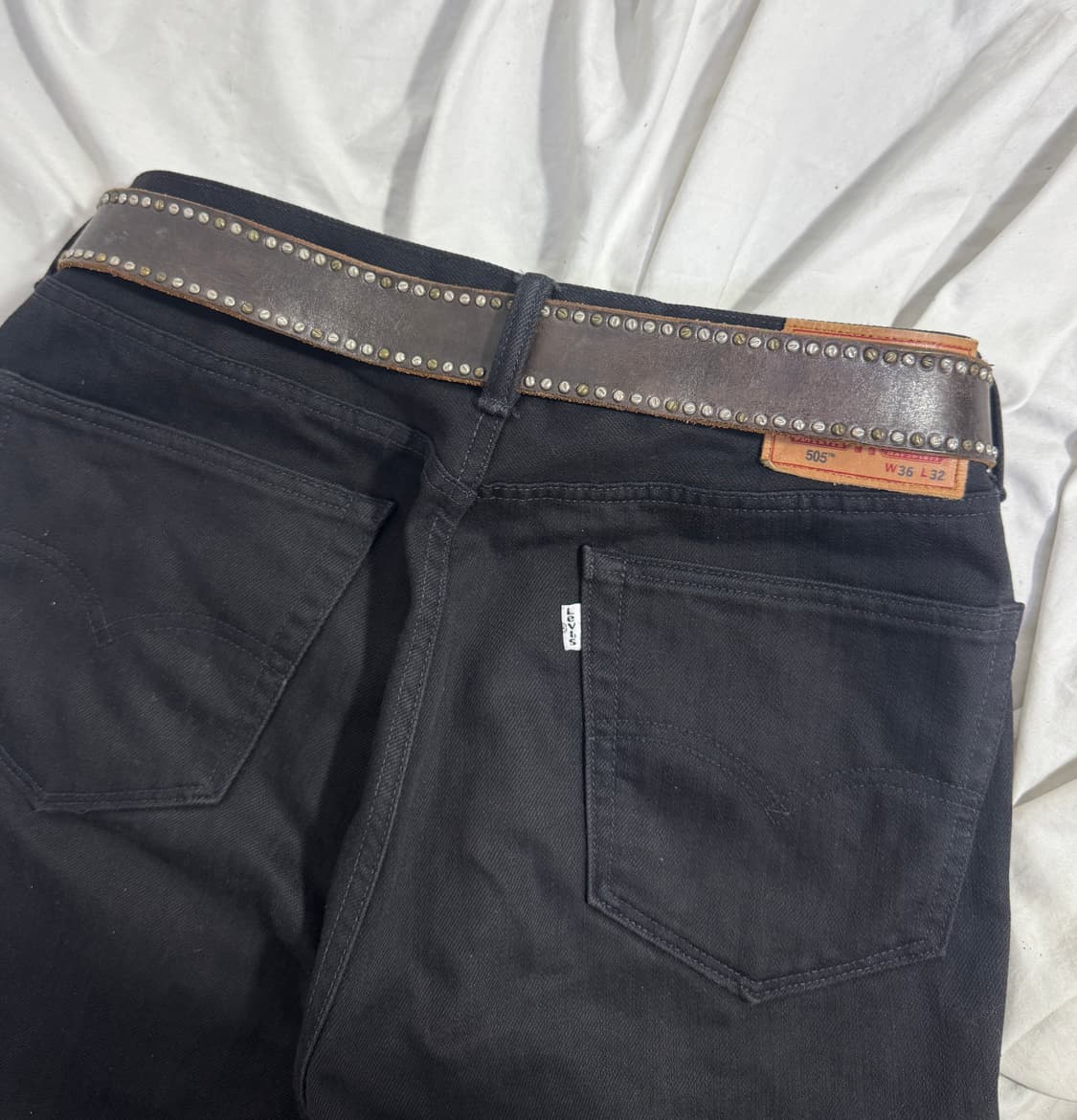 빈티지 스터드 레더 벨트 상품이미지2